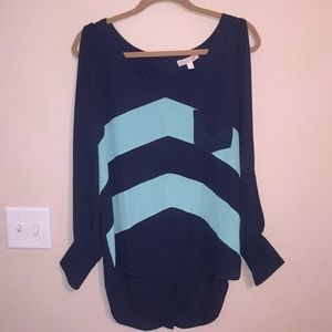 Gianni Bini Navy And Mint Top
